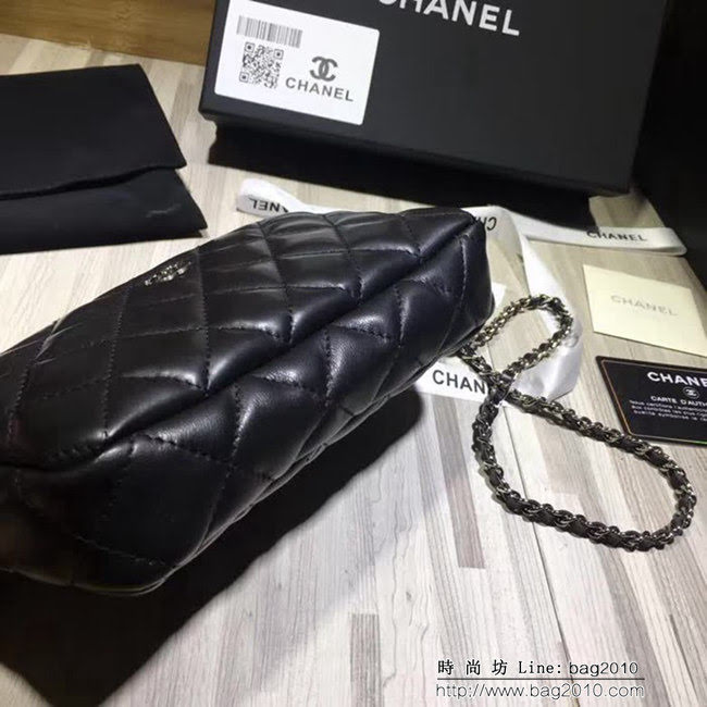 香奈兒CHANEL 2018新款 進口平紋小羊皮雙拉鏈鏈條包手機包82527 DSC1436